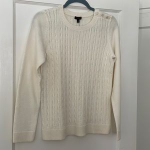 Talbots Off-White Crew Neck Cable Knit Sweater | NWT Size M